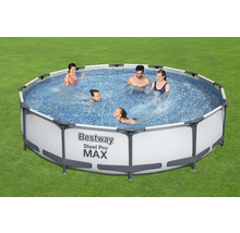 Bestway Steel Pro MAX Frame Pool mit badenden Personen im Garten