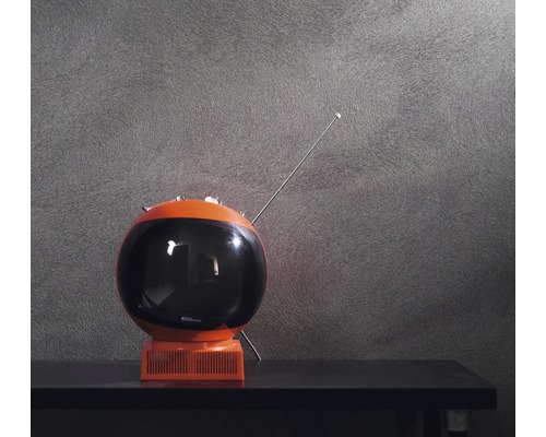 Runde Tapete mit Fernseher im Retrodesign