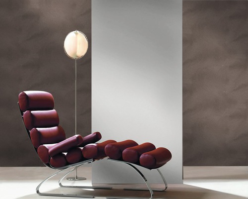 Lounge-Sessel mit verchromtem Gestell und Polsterung