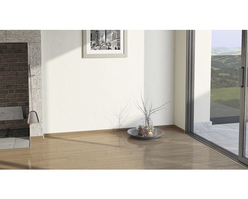 Innenraum mit Kamin, Dekoration und Schiebetür