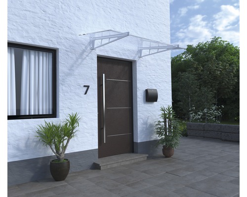 Haustür mit Vordach und Briefkasten am Wohnhaus