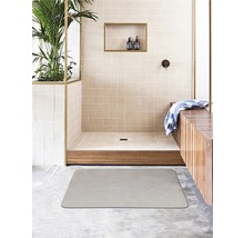 Badezimmer mit Dusche, Ablagefläche und Badteppich