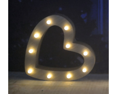 Dekoherz aus Holz beleuchtet Lafiora H 27 cm Lichtfarbe warmweiß 10 LEDs inkl. Timer Herzförmige Dekorationsleuchte mit Lampen