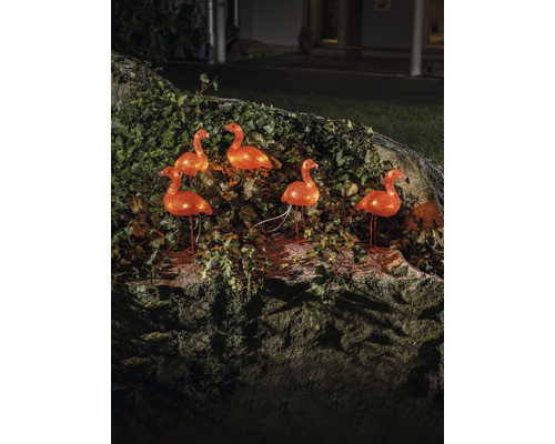 Dekorative Flamingo-Gartenstecker, Gruppe von fünf