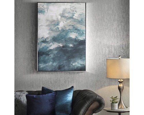 Gerahmtes Wandbild mit abstraktem Muster über Sofa