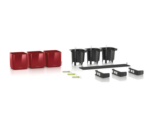 Lechuza Cube Glossy Triple Pflanzgefäß-Set mit Bewässerungssystem