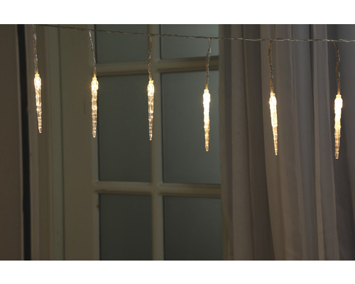 Eiszapfenkette Lafiora Beleuchtungsstrecke 11,9 m + 10 m Zuleitung 120 LEDs Lichtfarbe warmweiß inkl. Timer und Dimmer
