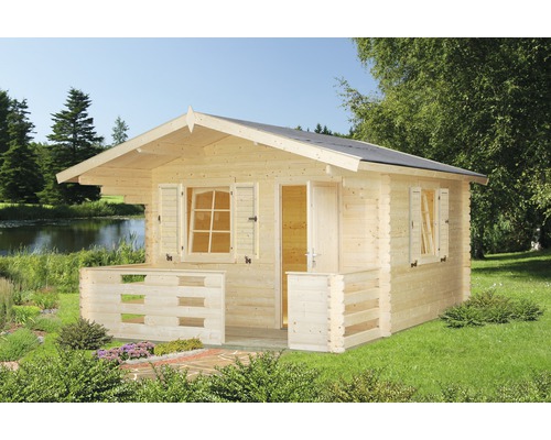 Gartenhaus Emma 10,4+4,2 m² inkl. Fußboden 330 x 460 cm natur