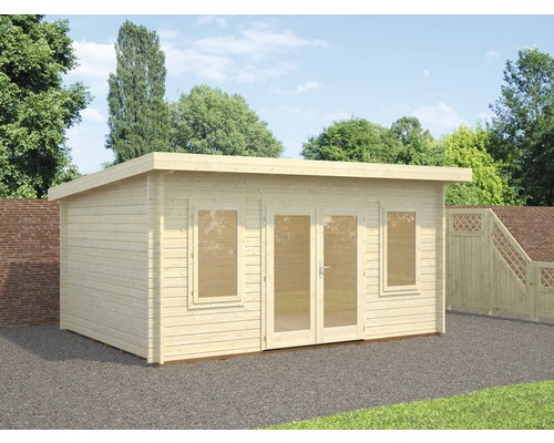 Gartenhaus Palmako Lisa 14,2 m² inkl. Fußboden 494 x 394 cm natur Holzgartenhaus mit Fenstern und Doppeltür