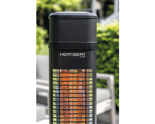 Heizstrahler mit Heatbeat Logo für den Außenbereich