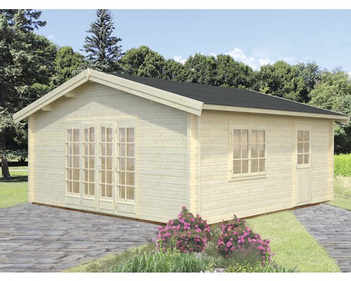 Gartenhaus Palmako Irene 27,7 m² inkl. Fußboden 622 x 598 cm natur Holzgartenhaus mit Doppeltür und Fenster