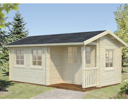 Gartenhaus Palmako Susanna 12,4 m² inkl. Fußboden 564 x 366 cm natur Holzgartenhaus mit Fenstern und Tür