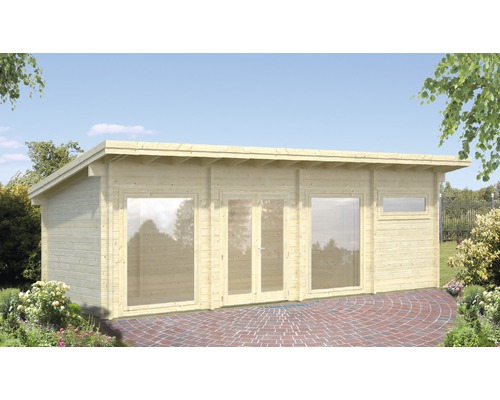 Gartenhaus Palmako Heidi 22,8 m² inkl. Fußboden 885 x 400 cm natur Holzgartenhaus mit Fenstern und Doppeltür