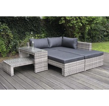Gartenmöbelset GARDEN PLACE Chicago 4-Sitzer 4-tlg. grau aus Polyrattan und robustem Aluminium, Rückenlehne verstellbar, inkl. Sitzkissen