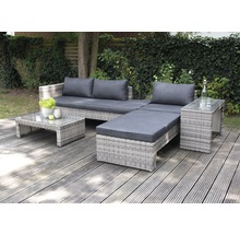 Gartenmöbelset GARDEN PLACE Chicago 4-Sitzer 4-tlg. grau aus Polyrattan und robustem Aluminium, Rückenlehne verstellbar, inkl. Sitzkissen