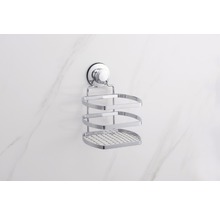 Eckregal für die Dusche mit drei Ablagen und Saugnapfhalterung