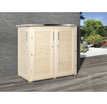 Gartenschrank aus Holz mit Doppeltür und Edelstahlabdeckung