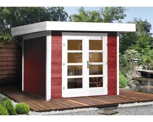 Gartenhaus weka Designhaus 126+ Gr. 1 hohes Durchgangsmaß 195 cm, mit Fußboden 356 x 284 cm rot