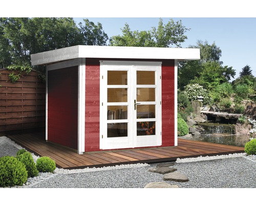 Gartenhaus weka Designhaus 126+ Gr. 2 hohes Durchgangsmaß 195 cm, mit Fußboden 356 x 314 cm rot