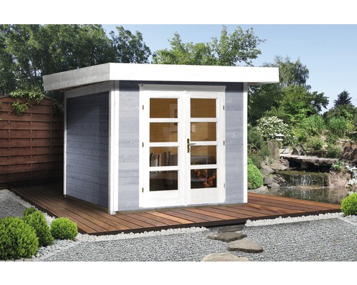 Gartenhaus weka Designhaus 126+ Gr. 2 hohes Durchgangsmaß 195 cm, mit Fußboden 356 x 314 cm grau