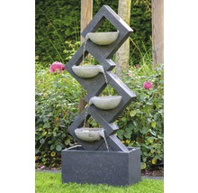 Gartenbrunnen mit LEDs und 4 Schalen 41,5x20,5x100,5 cm Kunststein grau inkl. Schlauch und Pumpe-thumb-2