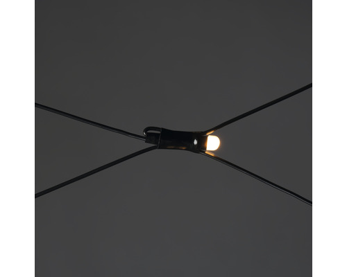 Detail einer Lichterkette mit Glühbirne und Kabel