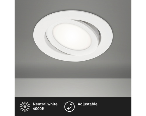 LED Einbauleuchte IP23 6W 600 lm 4000 K schwenkbar weiß Ø 10,6/9 cm 230V Deckeneinbaustrahler, schwenkbar