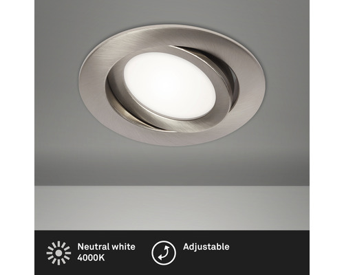 LED Einbauleuchte IP23 7W 600 lm 4000 K schwenkbar nickel/matt Ø 10,6/9 cm 230V