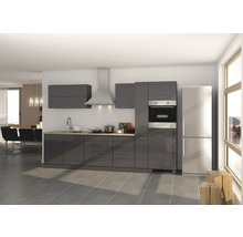 Held Möbel Küchenzeile mit Geräten Mailand 320 cm Frontfarbe grau Hochglanz Korpusfarbe graphit-thumb-0