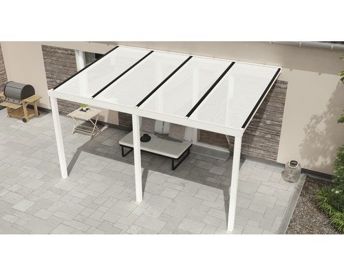 Terrassenüberdachung Easy Edition mit Polycarbonat opal 400x250 cm weiß