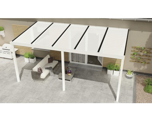 Terrassenüberdachung Easy Edition mit Polycarbonat opal 500x250 cm weiß
