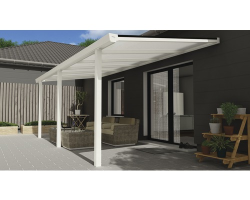 Terrassenüberdachung Easy Edition mit Polycarbonat opal 600x250 cm weiß