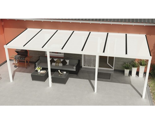 Terrassenüberdachung Easy Edition mit Polycarbonat opal 700x250 cm weiß