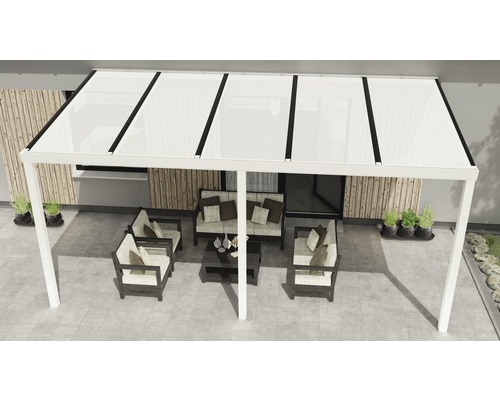 Terrassenüberdachung Easy Edition mit Polycarbonat opal 500x300 cm weiß
