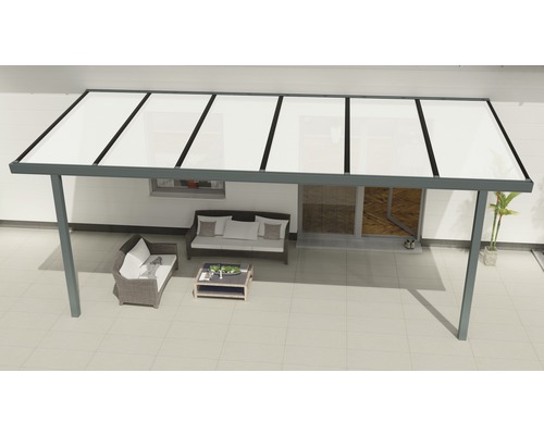 Terrassenüberdachung Easy Edition Glanz mit Polycarbonat opal 600x300 cm anthrazit
