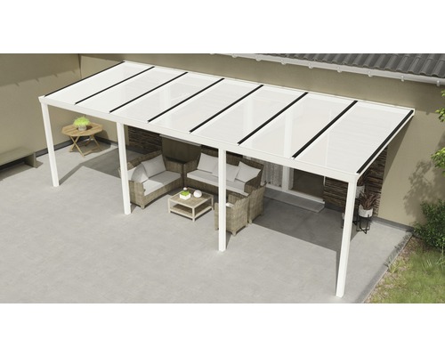 Terrassenüberdachung Easy Edition mit Polycarbonat opal 700x300 cm weiß