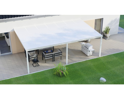 Terrassenüberdachung Legend mit Polycarbonat opal 700x400 cm weiß