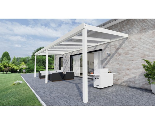 Terrassenüberdachung Legend mit Polycarbonat klar 700x350 cm weiß