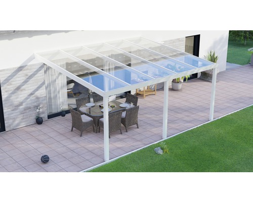 Terrassenüberdachung Legend mit Polycarbonat klar 500x400 cm weiß