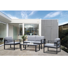 Gartenmöbelset GARDEN PLACE Alice 4-Sitzer 4 tlg. Schwarz aus robustem Aluminium, inkl. Auflagen