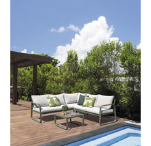 Gartenmöbelset GARDEN PLACE Skyla 5-Sitzer 2 tlg. grün weiß aus robustem Aluminium und Kunststoff, inkl. Auflagen