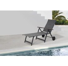Gartensofa GARDEN PLACE Enya 175 x 74 x 107 cm schwarz Gestell aus Metall, Liegefläche aus robustem Textilgewebe, höhenverstellbar, ausziehbar