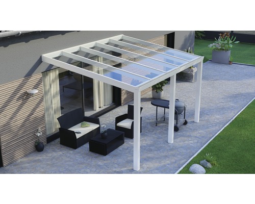 Terrassenüberdachung Legend mit Verbund-Sicherheits-Glas 8 mm 400x300 cm weiß