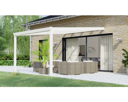 Terrassenüberdachung Legend mit Verbund-Sicherheits-Glas 8 mm 300x400 cm weiß