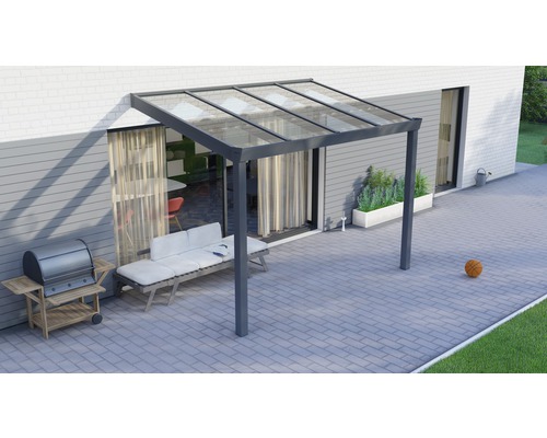 Terrassenüberdachung Legend mit Verbund-Sicherheits-Glas 8 mm 300 x 200 cm anthrazit struktur