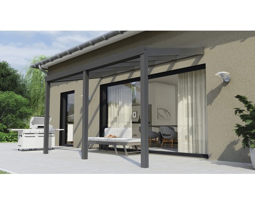 Terrassenüberdachung Legend mit Verbund-Sicherheits-Glas 8 mm 400 x 200 cm anthrazit struktur Terrassenüberdachung Legend mit Verbund-Sicherheits-Glas 8 mm 400 x 200 cm anthrazit struktur