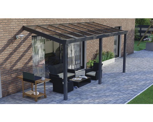 Terrassenüberdachung Legend mit Verbund-Sicherheits-Glas 8 mm 500 x 200 cm anthrazit struktur
