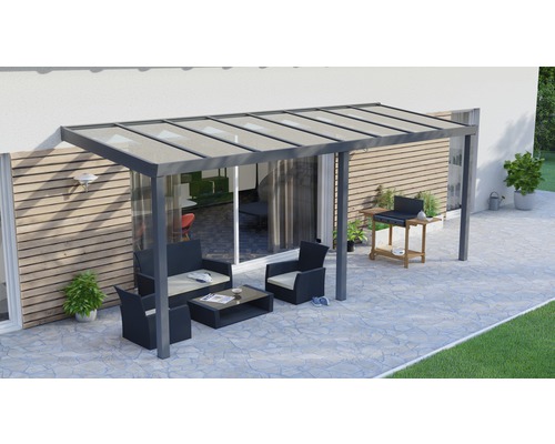 Terrassenüberdachung Legend mit Verbund-Sicherheits-Glas 8 mm 600 x 200 cm anthrazit struktur Terrassenüberdachung Legend mit Verbund-Sicherheits-Glas 8 mm 600 x 200 cm anthrazit struktur