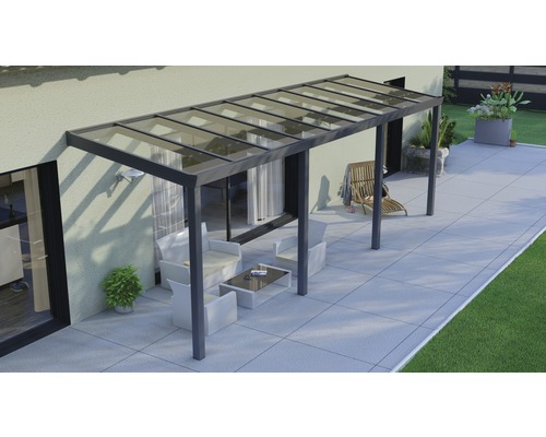 Terrassenüberdachung Legend mit Verbund-Sicherheits-Glas 8 mm 700 x 200 cm anthrazit struktur