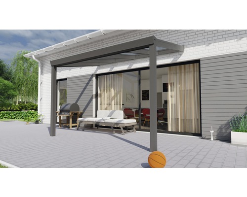 Terrassenüberdachung Legend mit Verbund-Sicherheits-Glas 8 mm 300 x 250 cm anthrazit struktur